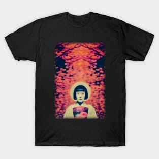 Japanese geisha and sakura modern vintage T-Shirt